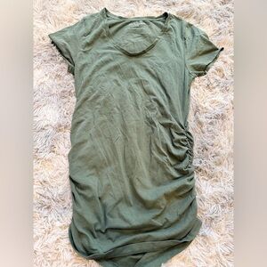 A Pea in the Pod Olive Ruched Maternity Short Sleeve Top